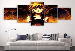 Modern Canvas Printed Poster Home Decor 5 Pieces The Seven Deadly Sins Painting Wall Art Pictures Cuadros Living Room Modular3038368