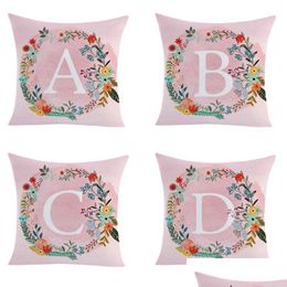 Pillow Case Single Side Letter English Alphabet Polyester Cushion Er For Sofa Home Decor Drop Delivery Garden Textiles Bedding Supplie Dhfbj