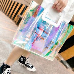 Shoulder Bags Summer Fashion Women's Jelly Bag Laser Transparent PVC Beach Travel Shopping Waterproof Purse And Handbags Sac A Main