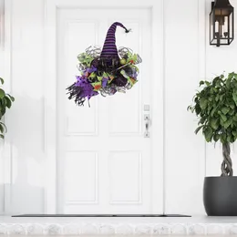 Decorative Flowers Halloween Wreath Artificial Witch For Window Bedroom Fireplace