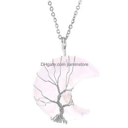 Pendant Necklaces Crystal Stone Natural Moon Necklace Fashion Accessories Drop Delivery Jewelry Pendants Dhpkb