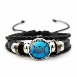 7colors halloween science fiction hero fantasy viking beans movie film Glass Cabochon Multilayer Leather Bracelets High Quality Bangles