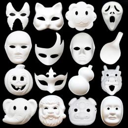 Party Masks White Unpainted Face Plain/Blank Paper Pp Mask Diy Dancing Christmas Halloween Masquerade With String 0521 0523