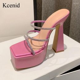 Slippers Kcenid Summer Outdoor Sandals Women High Heels Platform Shoes Fashion Female Elegant Bling Slides