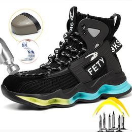 New Design Safety Shoes Men Work Sneaker Steel Toe Shoes Puncture Proof High Top Work Safety Boots Male Lightweight Work Shoes