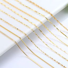 HOYON Real Gold 14k Coating Chain Necklace For Women Clavicle Neck Collares Jewellery Birthday Gift Water Snake Bone Box 240517