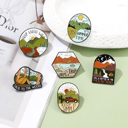 Brooches Trend Guide Sign Mountain River Lake Outdoor Tourism Series Brooch Emblem Student Clothing Bag Accessories Gifts To Friends