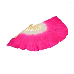 Decorative Figurines Half Circle Silk Chinese Folk Art Rose Veil Short Bellydance Fan Belly Dance Fans Yangko