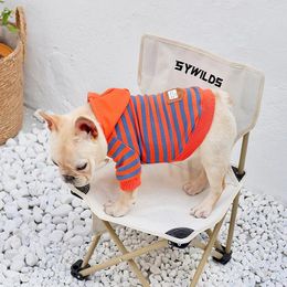 Dog Apparel Puppy Clothes Casual Hooded Sweater Striped Pet Plus Fleece Warm Cotton Autumn Sports Style