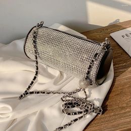 Shoulder Bags Diamond Cylinder Crossbody Bag 2024 Fashion High-quality PU Leather Women's Designer Chain Messenger