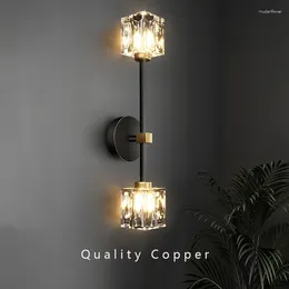 Wall Lamp Modern 2 Heads Copper Light Living Room Study Simple Black Gold Led Sconce Lamps Bedsides Bedroom Home Lighting