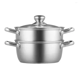 Double Boilers With 5-Quart Stock Pot And Vegetable Steamer Stainless Steel Food Cookware Lid For Gas Electric Induction Cooktop