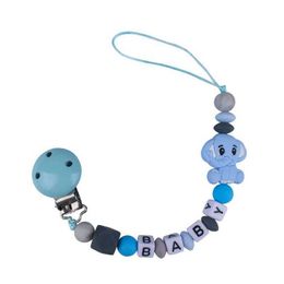 Pacifier Holders Clips# Personalized name baby pacifier clip chain food grade elephant silicone bead baby pacifier holder d240521