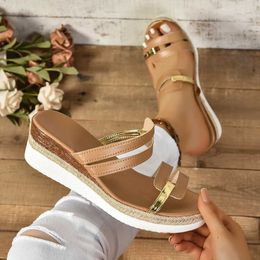 Slippers 2024 New Summer Women Wedge Slippers Women Platform Sandals Outdoor Casual Shoes Durable Luxury Slides Women Zapatos De Mujer H240521