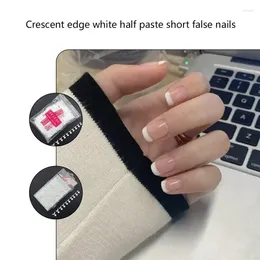 Nail Art Kits French Short Wrap Edge Fake Nails White Half Paste False Natural Clear