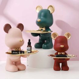 Action Toy Figures Home Decoration Bear Resin Craft Modern Light Luxury Kawaii Violent Jewellery Storage Tray Candy H240522