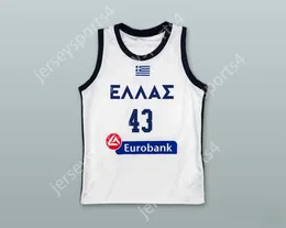 CUSTOM NAY Name Youth/Kids THANASIS ANTETOKOUNMPO 43 GREECE WHITE BASKETBALL JERSEY Top Stitched S-6XL