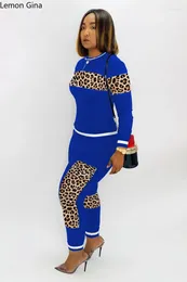 Women's Two Piece Pants Lemon Gina Camouflage Leopard Patchwork Set Long Sleeve Sweatshirt And Jogger 2024 2 PieceSetsOutfitsTracksuit
