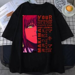 2024 Women T-shirts Chainsaw Man Makima Eyes Print Short Sleeve T Shirt Cute Anime Kawaii Streetwear Harajuku Y2k Clothes Tops 240521