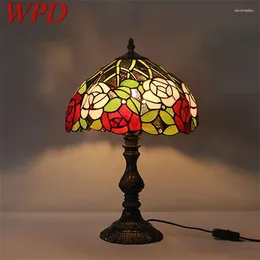Table Lamps WPD Tiffany Lamp LED Creative Rose Flower Glass Desk Light Fashion Decor For Home Living Room Bedroom Bedside