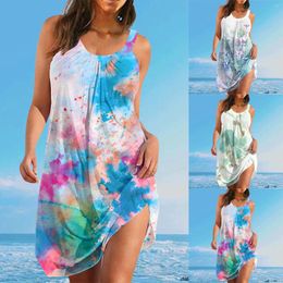 Casual Dresses Womens Summer Tops Floral Short Sleeve V Neck Tee T Shirt Printed Loose Side Split Tunic