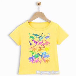 T-shirts Watercolor Dinosaurs Animal Print Tshirt For Girls/Boys Kids Clothes Harajuku Kawaii ChildrenS Clothing Summer Tops Tee Shirt Y240521