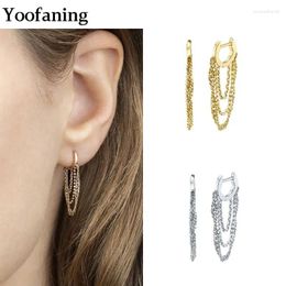 Hoop Earrings 925 Sterling Silver Ear Needle Triple Chain Tassel Women's Fashion Luxurious Party Wedding Jewellery Gift