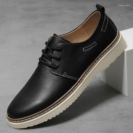 Casual Shoes Genuine Leather Men Outdoor Black White Lace Up Mens Sneakers Italian Breathable Tenis Flats