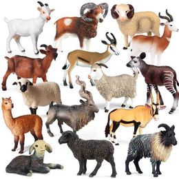 Novelty Games Simulation Realistic Farm Animals Sheep Goat Cub Models Figurines Action Figures Collection Educational Toys for Children Gift Y240521