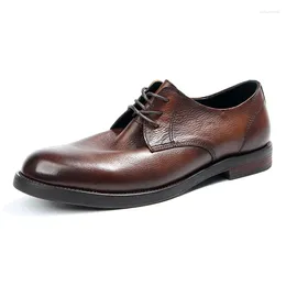 Casual Shoes Mature Men's Business Top Layer Cowhide Retro Oxfords Elegent Man Commercial Formal Dress