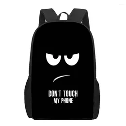 Backpack Don't Touch My Phone Kids School Bags 3D Book Bag Men 16 Inch For Teen Boys Kindergarten Bagpack Children Mochila