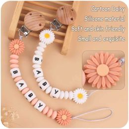 Pacifier Holders Clips# Baby pacifier clip Personalised name flower silicone dummy soft cushion chain teeth toy accessories do bisphenol A d240521