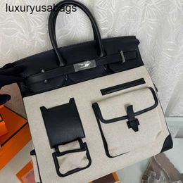 Tote Bags 40cm Hac Handbags Designer Bag Handmade Family Pure Hand Sewn Wax Thread Sewing Cargo Black Swift Leather Patchwork Silver Buckle Handbag Rj FQ9V