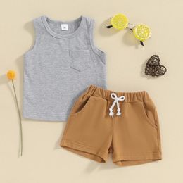 Clothing Sets Infant Baby Boys 2pcs Summer Shorts Set Toddler Cotton Sleeveless Tank Top Elastic Waist Children Outerwear 0-3 Years