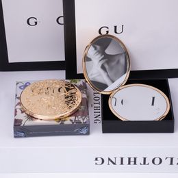 Luxury G Letters Brand Hand Gift Compact Mirrors Grass Gold Vintage Double Sided Portable Enlarged Classic Designer Makeup Mirror Folding with Box