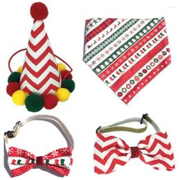 Dog Collars 4Pcs Christmas Hat Bowtie Saliva Towel Set Pet Puppy Party Holiday Festival Costume