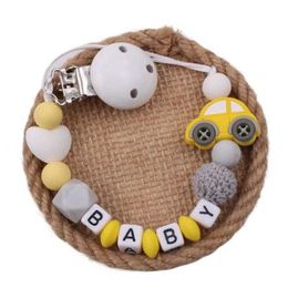 Pacifier Holders Clips# New baby pacifier clip chain silicone bead teeth toy dummy bracket custom name dummy toy d240521