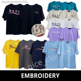 2024 Balencigaa BB Mens Designer T Shirt Womens Embroid Embroidery Tees Luxury Brand Short Sleeves Summer Lovers Top Crew Neck Clothes Clothing 1WLR