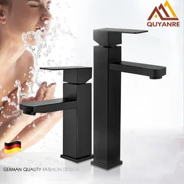Bathroom Sink Faucets Quyanre Matte Black Square Basin Faucet Washbasin Mixer Tap Single Handle Torneira Da Bacia