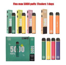 Original QST Puff Flex Pro 5000 Puffs Rechargeable Disposables E-cigarettes Pods Device Kits 650mah Battery Pre-Filled 12ml Vaporizer Vaper Pen