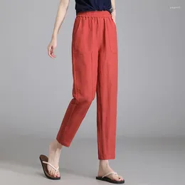 Women's Pants Flax Harlan Spring And Summer Joggers Streetwear High Waist Straight Leg Silk Cotton Thin Casual Sweatpants