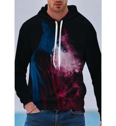 Esmoke art hood smoke pattern men s 3D printed hoodie visual impact party top punk goth round neck high quality American sweater 9146799
