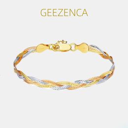 Italian Jewelry 925 Silver Three Color Three Threads Woven Bracelets Shinny Luxury Fashion Thin Bracelet For Women Gift Party 240521
