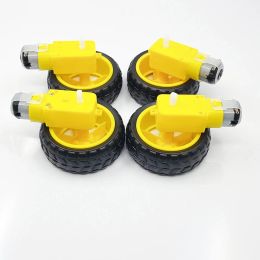 4pcs/lot 3V-6V 5V Dual Shaft TT Gear Motor Plastic Tyre Tyres Wheel DIY Arduino Smart Car
