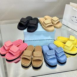 Summer thick soled woven slippers for women's new leather outer wear sponge cake bottom slippers