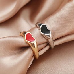 Cluster Rings Romantic Simple Love Heart For Women Lady Fashion Female Resizable Smooth Open Ring Gifts Jewelry