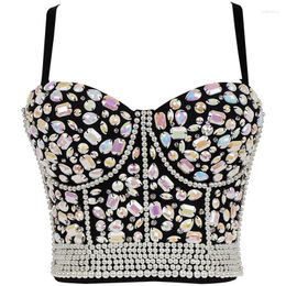 Women's Tanks Arrival Women Sexy Designer Colourful Beading Camisole Tops Ladies Summer 2024 Short Night Club Party Camis Crop