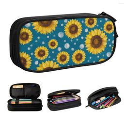 Custom Fashion Sunflower Flower Pencil Cases For Girls Boys Large Capacity Floral Pen Bag Box School Supplies