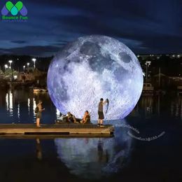 Blow Up Giant Inflatable Moon With Built in LED Lights Airtight PVC Planet Balloon Earth For Festival Decoration 240521