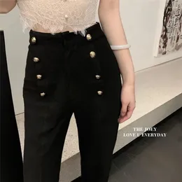 Women's Pants Design Sense Niche Clothing Female Spring Summer Double Breasted High Waist Straight Casual Fashion Elegance Wide Leg Trousers